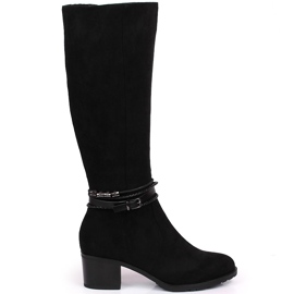 Női fekete velúr meleg csizma Jezzi