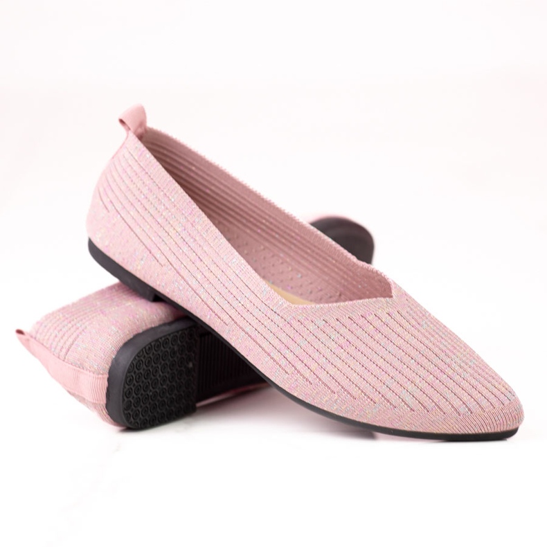 W. Potocki Potocki női szövet balerinák csillámmal rózsaszín