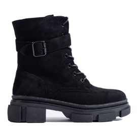 Fekete női táskák vastag Shelovet talpon Fekete női táskák vastag Shelovet talpon