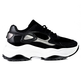 Női Shelovet fűzős tornacipő magas platformon, fekete-fehér