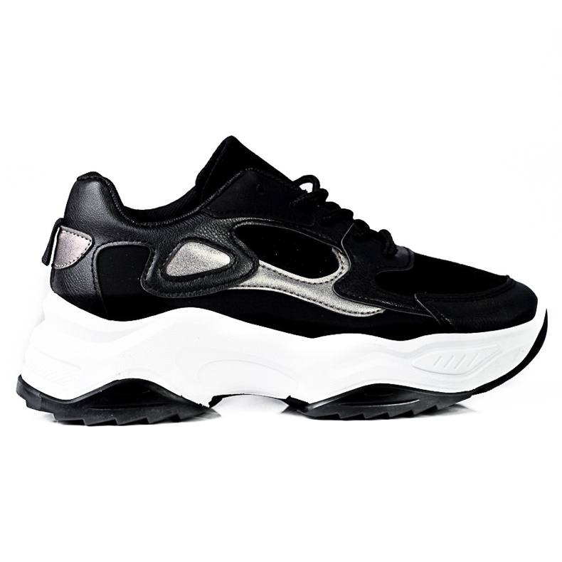 Női Shelovet fűzős tornacipő magas platformon, fekete-fehér