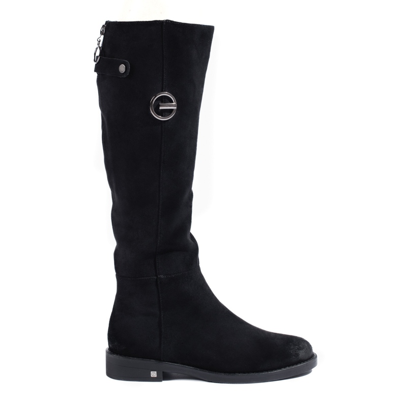 W. Potocki Velúr női csizma lapos sarokkal a Potocki cégtől fekete