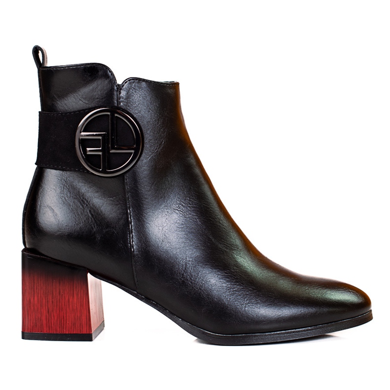 W. Potocki Klasszikus női csizma alacsony Potocki oszlopon fekete