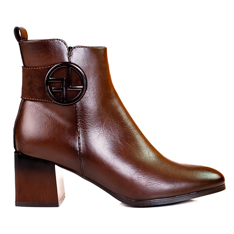 W. Potocki Klasszikus női csizma alacsony Potocki oszlopon barna