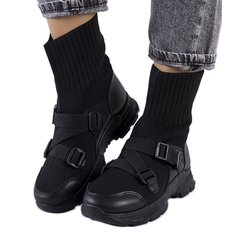 Fekete kerecsensárga tornacipő