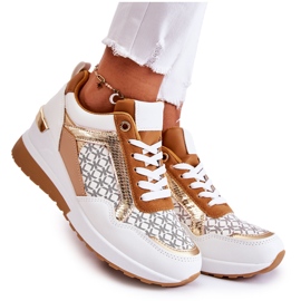 PG1 Női Eco-bőr sportcipő Wedge White Catrine-on fehér barna sokszínű
