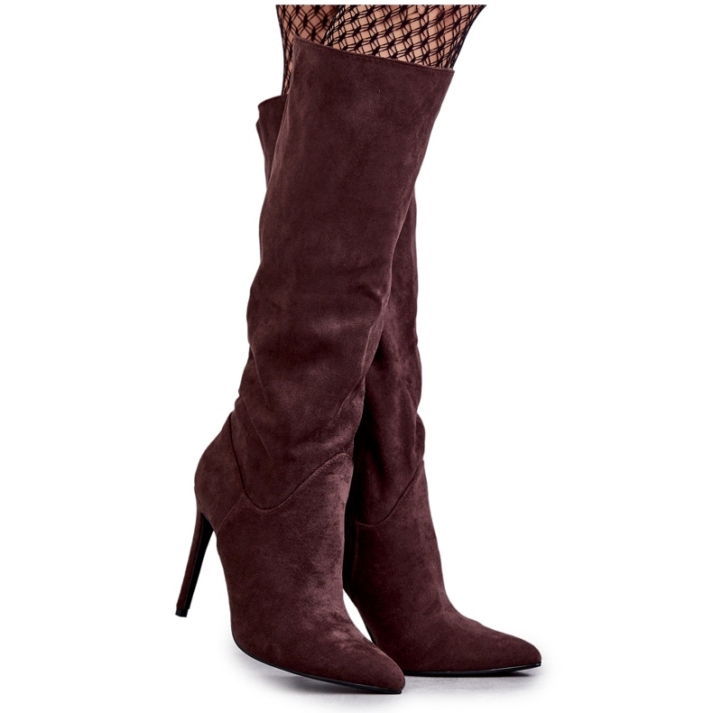 WS1 Klasszikus Velúr Barna Csizmák Egy Barna Ameyán