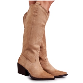 WS1 Velúr Cowboy Boots Bézs Casey