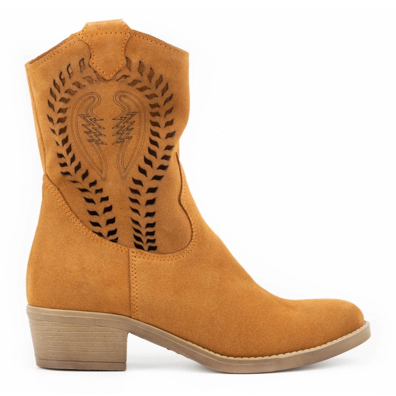 Olivier Női áttört magas sarkú Angela piros csizma narancssárga