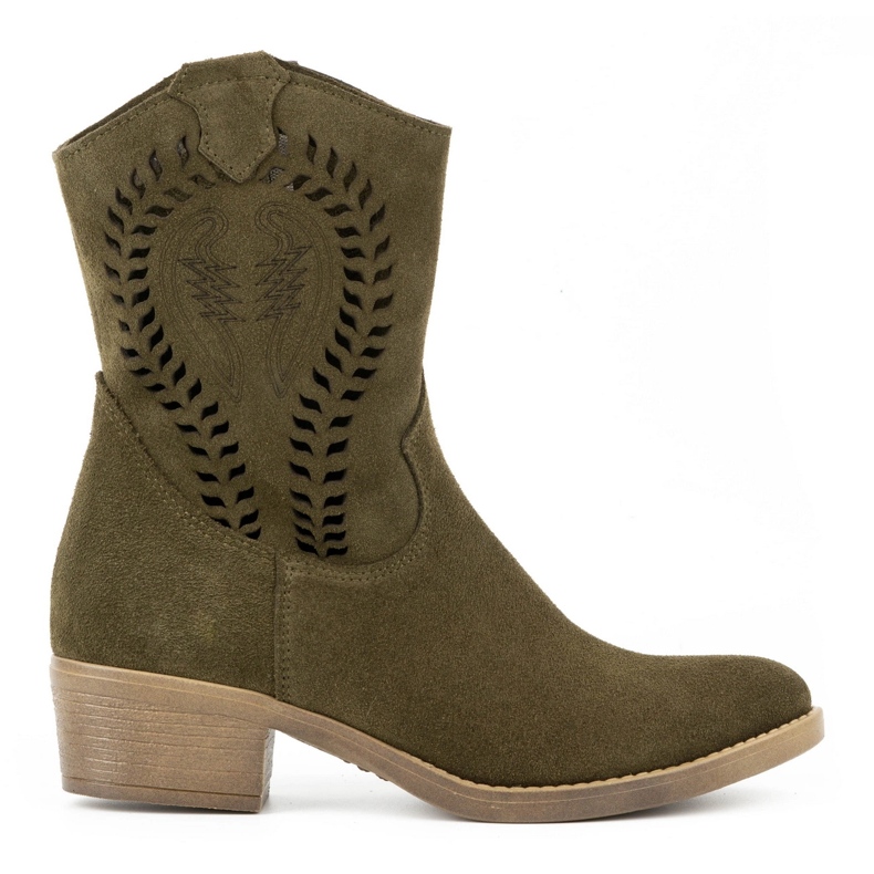 Olivier Női áttört magassarkú Angela zöld csizma Olivier Női áttört magassarkú Angela zöld csizma