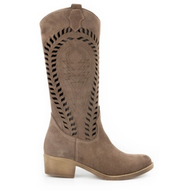 Olivier Női bőr áttört csizma Carla barna