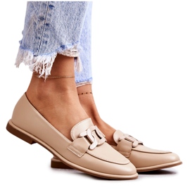 FB2 Női bőrcipők bézs Kerrie díszítéssel