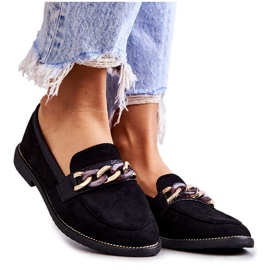 FB2 Női velúr cipők fekete lánccal