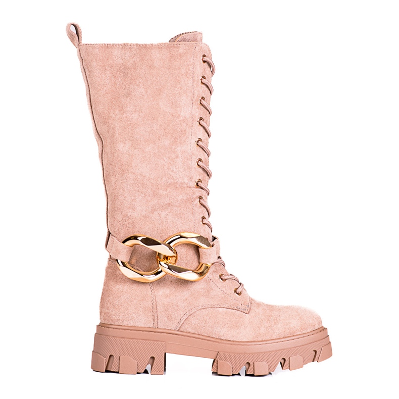 Velúr fűzős női csizma Shelovet barna csizma