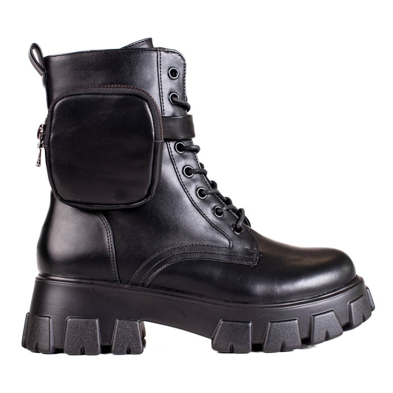 Fekete női fűzős munkások táskával