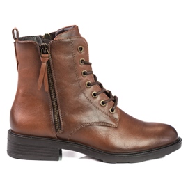 Női fűzős csizma lapos Shelovet sarokkal barna Női fűzős csizma lapos Shelovet sarokkal barna