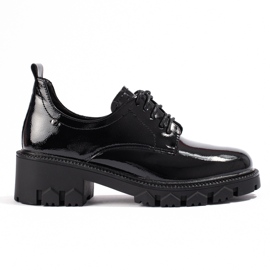 W. Potocki Lakkozott női cipő fűzős Potockival fekete
