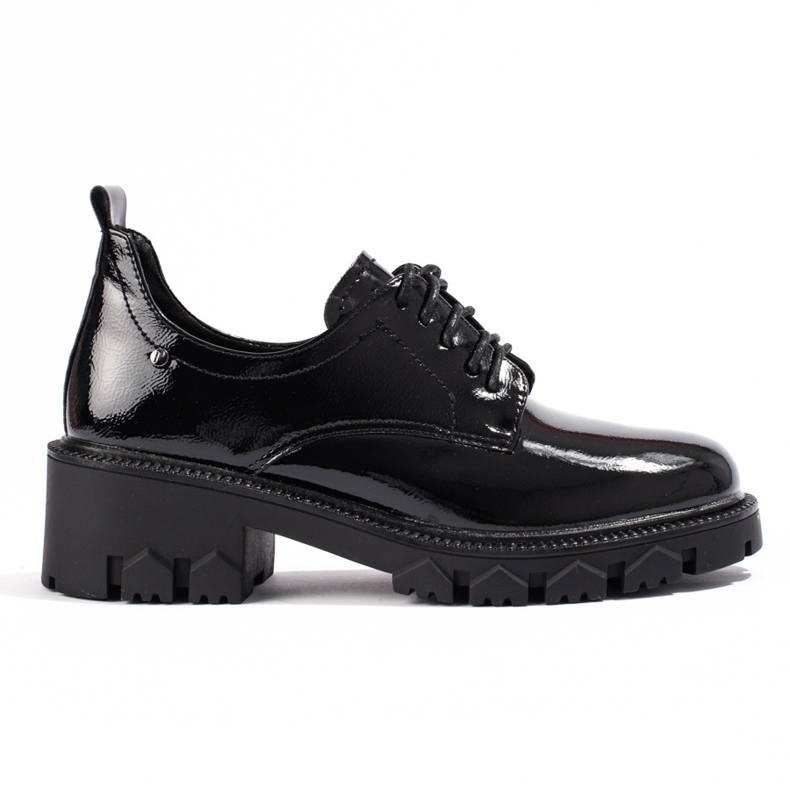 W. Potocki Lakkozott női cipő fűzős Potockival fekete