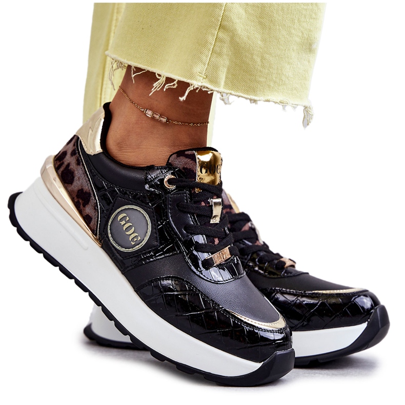 Női sportcipő Wedge GOE KK2N4085 fekete barna aranysárga