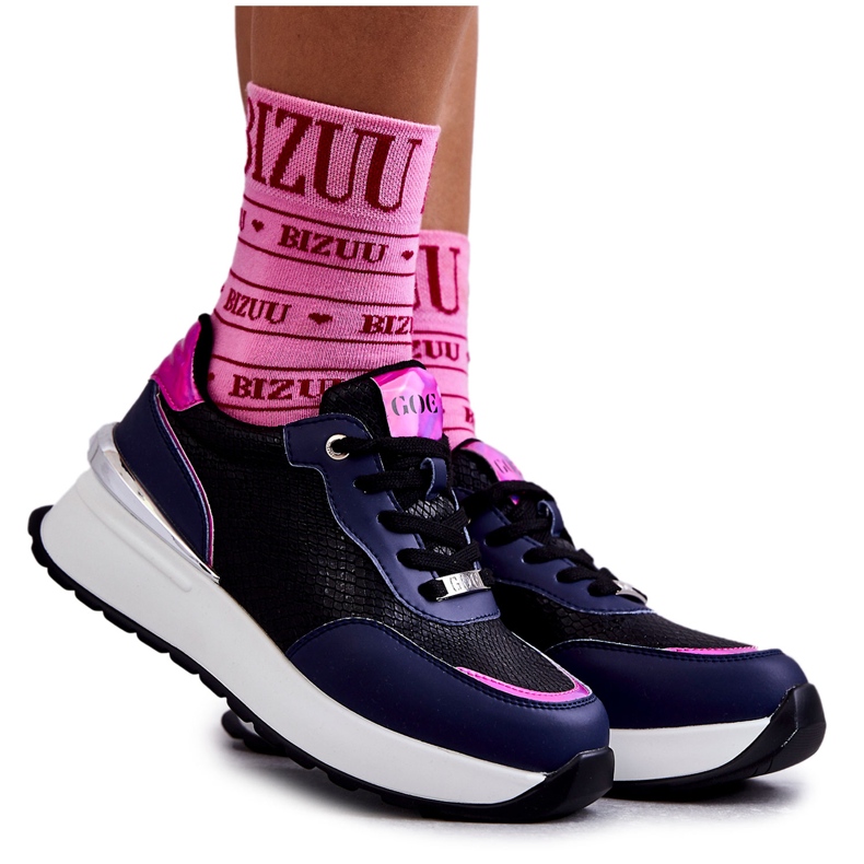 Női sportcipő Wedge GOE KK2N4081 fekete-tengerkék színű