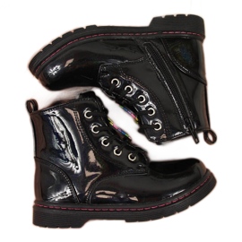 Fekete Miss❤E csizma lányoknak báránygyapjúval szigetelve