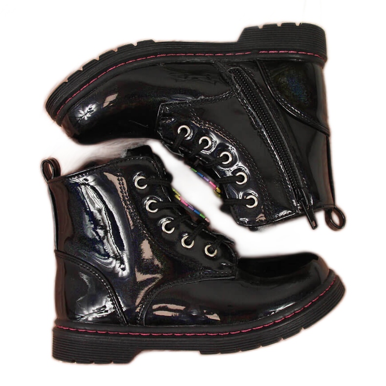 Fekete Miss❤E csizma lányoknak báránygyapjúval szigetelve