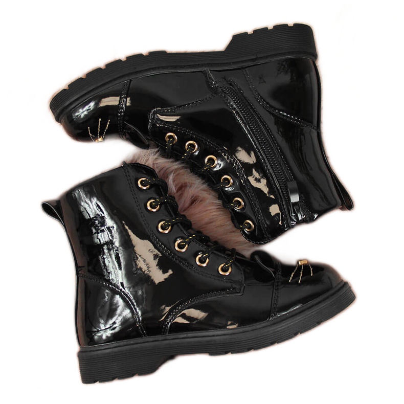 Fekete Miss❤E szigetelt füles csizma lányoknak