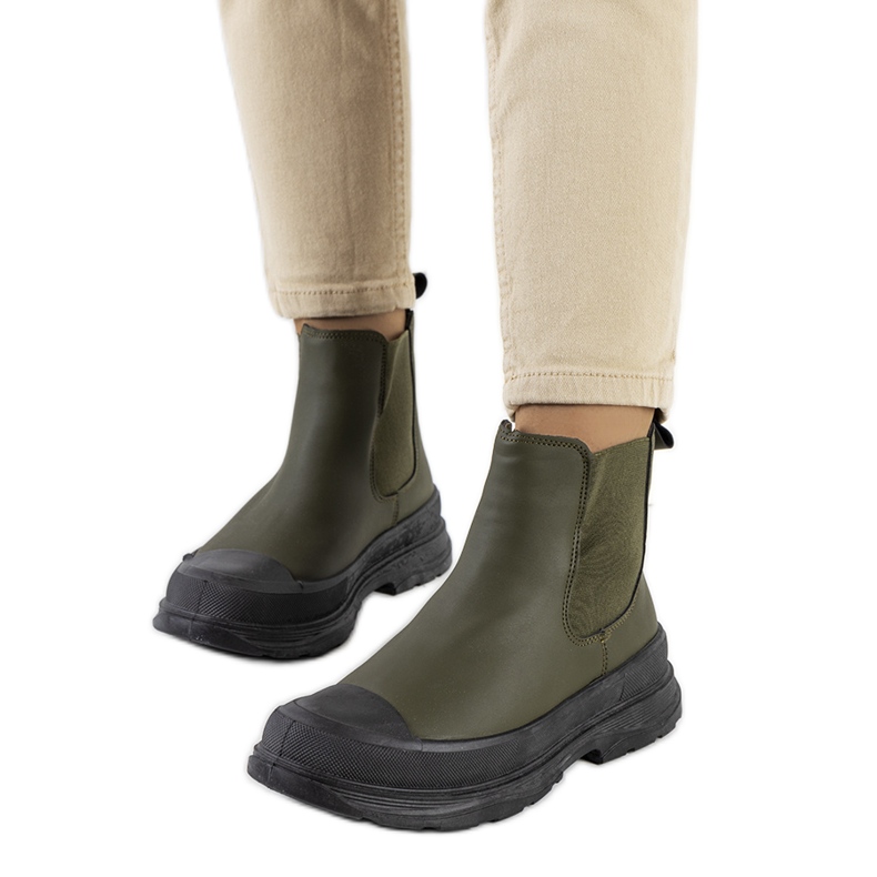 Zöld öko-bőr Chelsea csizma a Loree-től