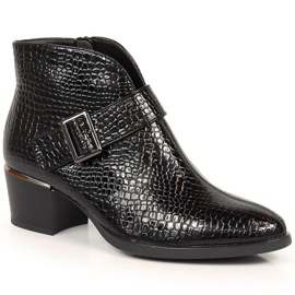 Lakkozott női csizma szigetelt fekete krokodil Vinceza