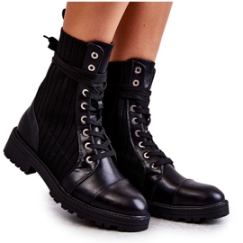 PG1 Női csizma zoknival megkötött fekete Livaro