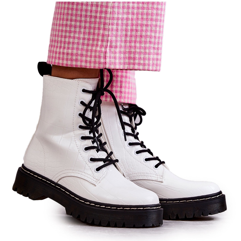 Női fehér meleg kígyóbőr csizma Salma