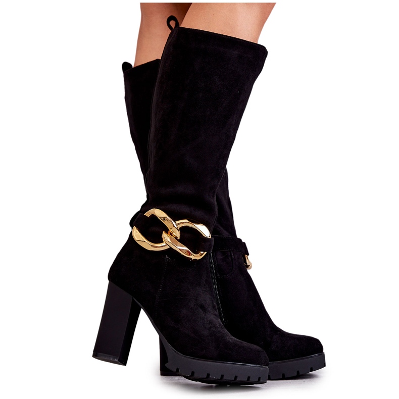 Fekete Jackson velúr csizma levehető lánccal Fekete Jackson velúr csizma levehető lánccal