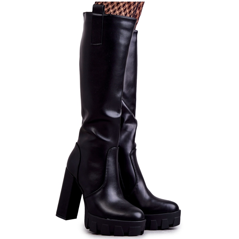 WS1 Divatos Eco-bőr csizma a Black Isabell platformon fekete WS1 Divatos Eco-bőr csizma a Black Isabell platformon fekete