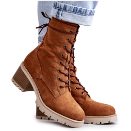 Női meleg csizma magas sarkú Camel Julieta barna