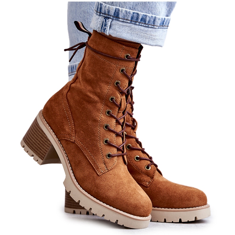 Női meleg csizma magas sarkú Camel Julieta barna