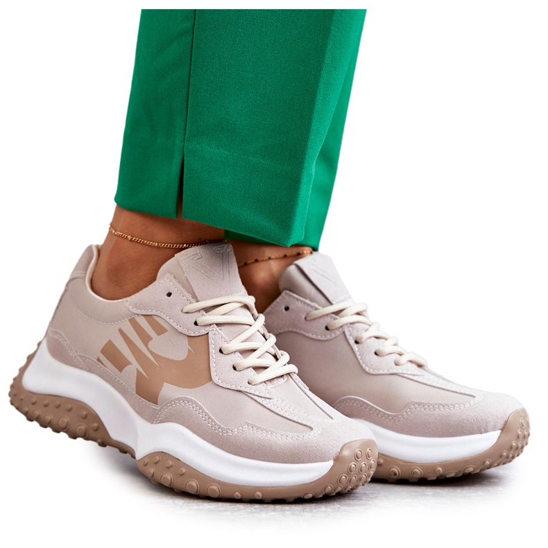 Vinceza Női bézs fűzős sportcipő barna