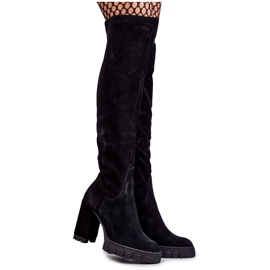 PA2 Divatos velúr fekete comb magas csizma Estrela
