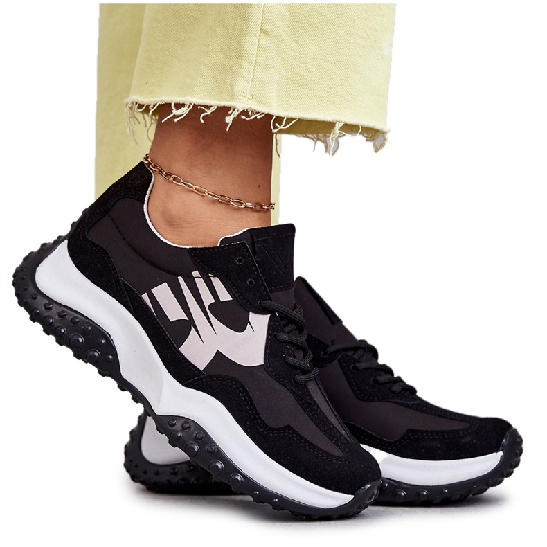 Vinceza Női sportcipő kötött fekete Tolea