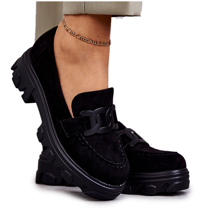 Vinceza Női velúr cipők a fekete Janne platformon