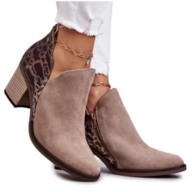 Női bőrcsizma magas sarkon Maciejka Beige 04492-43 bézs barna