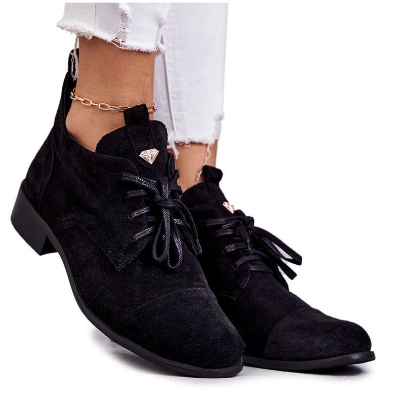 Velúr csizma, fűzős csizma Nicole 2781 fekete