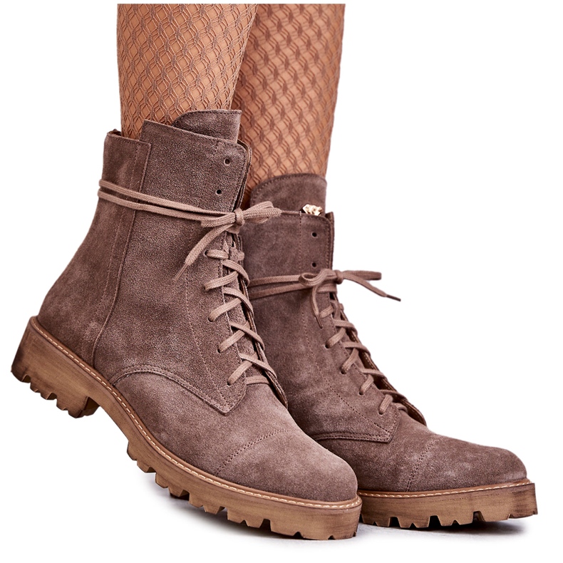 Velúr csizma cipzárral Nicole 2754 Brown barna