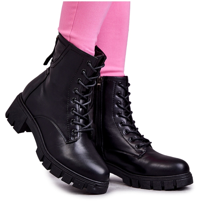 Vinceza Bőr csizma fekete Tonje cipzárral