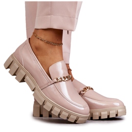 Sergio Leone Lakkozott cipő lánccal Bézs Anne