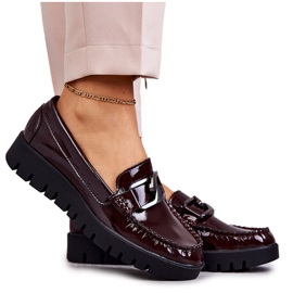 Sergio Leone Lakkozott naplopók a Burgundy Kjersti Platformon piros Sergio Leone Lakkozott naplopók a Burgundy Kjersti Platformon piros