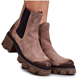 Női Velúr Platform csizma Bézs Hilde barna