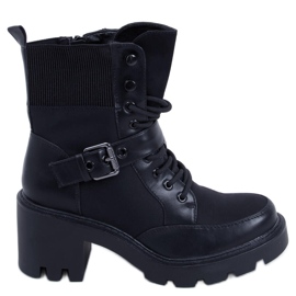 Brooks Black fűzős, magas sarkú csizma fekete