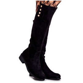 S.Barski Fekete Laura meleg velúr lapos sarkú csizma