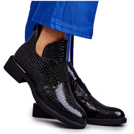 Vinceza Lakkozott csizma kivágásokkal, lapos sarkú Black Eunice fekete