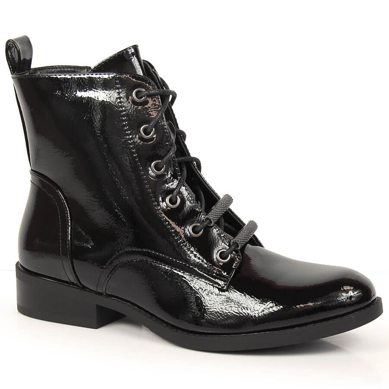 S.Barski S. Bararski lakkozott, hőszigetelt lapos sarkú női csizma fekete